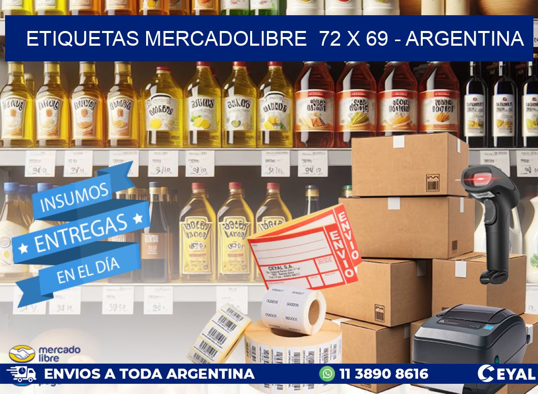 ETIQUETAS MERCADOLIBRE  72 x 69 - ARGENTINA