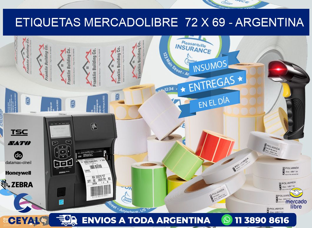 ETIQUETAS MERCADOLIBRE  72 x 69 - ARGENTINA