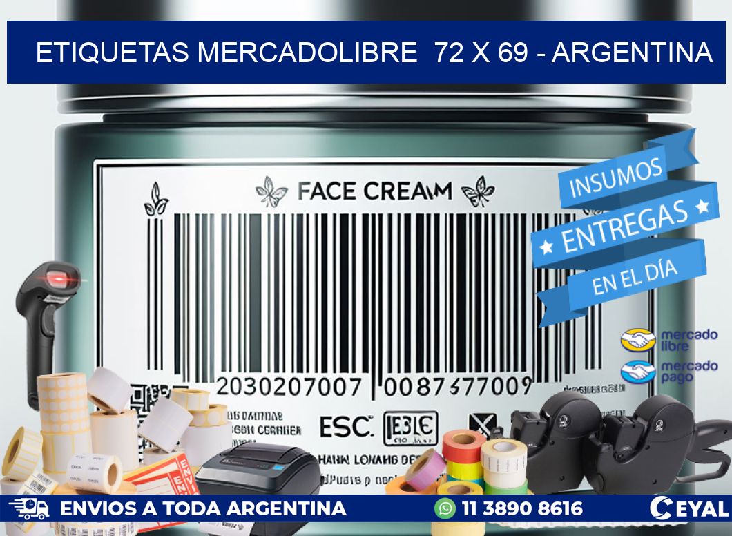 ETIQUETAS MERCADOLIBRE  72 x 69 - ARGENTINA