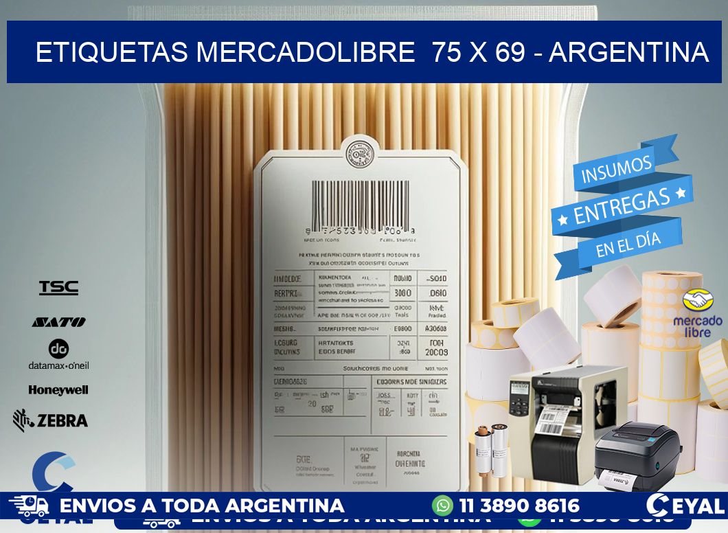 ETIQUETAS MERCADOLIBRE  75 x 69 - ARGENTINA