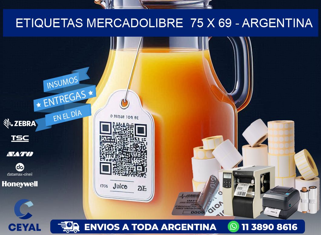 ETIQUETAS MERCADOLIBRE  75 x 69 - ARGENTINA