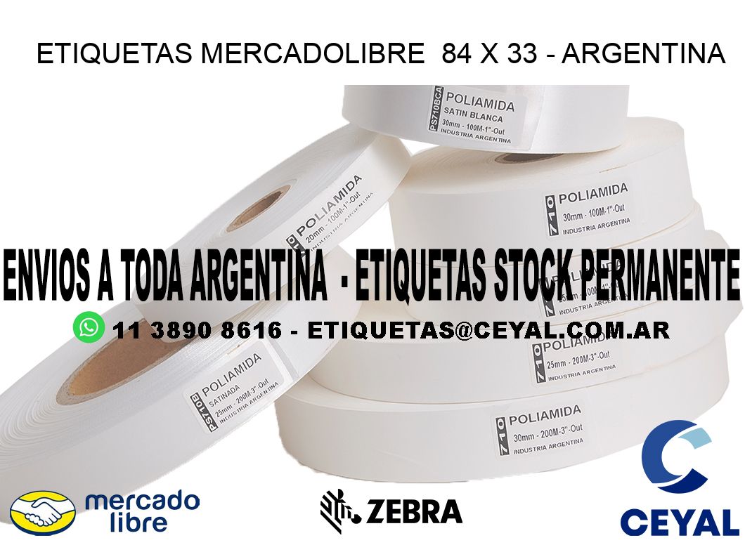 ETIQUETAS MERCADOLIBRE  84 x 33 - ARGENTINA