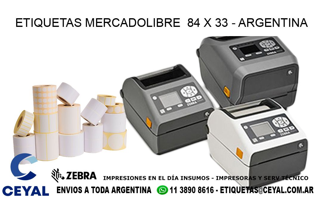 ETIQUETAS MERCADOLIBRE  84 x 33 - ARGENTINA