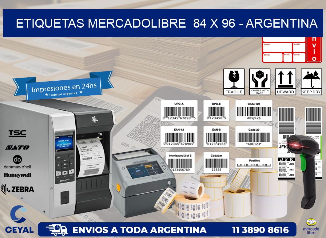 ETIQUETAS MERCADOLIBRE  84 x 96 - ARGENTINA