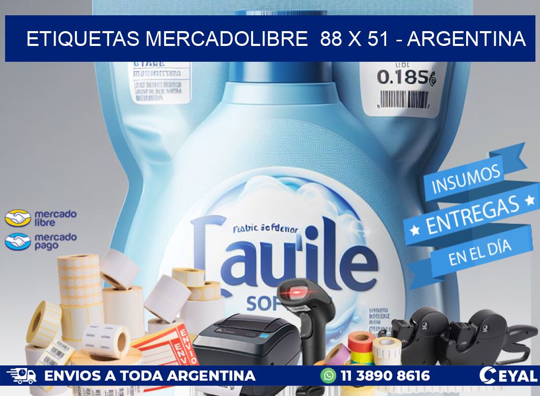 ETIQUETAS MERCADOLIBRE  88 x 51 - ARGENTINA