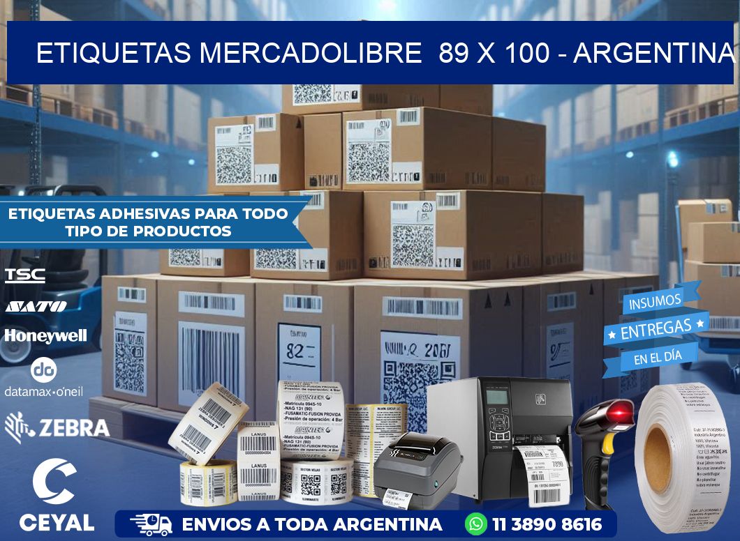 ETIQUETAS MERCADOLIBRE  89 x 100 – ARGENTINA