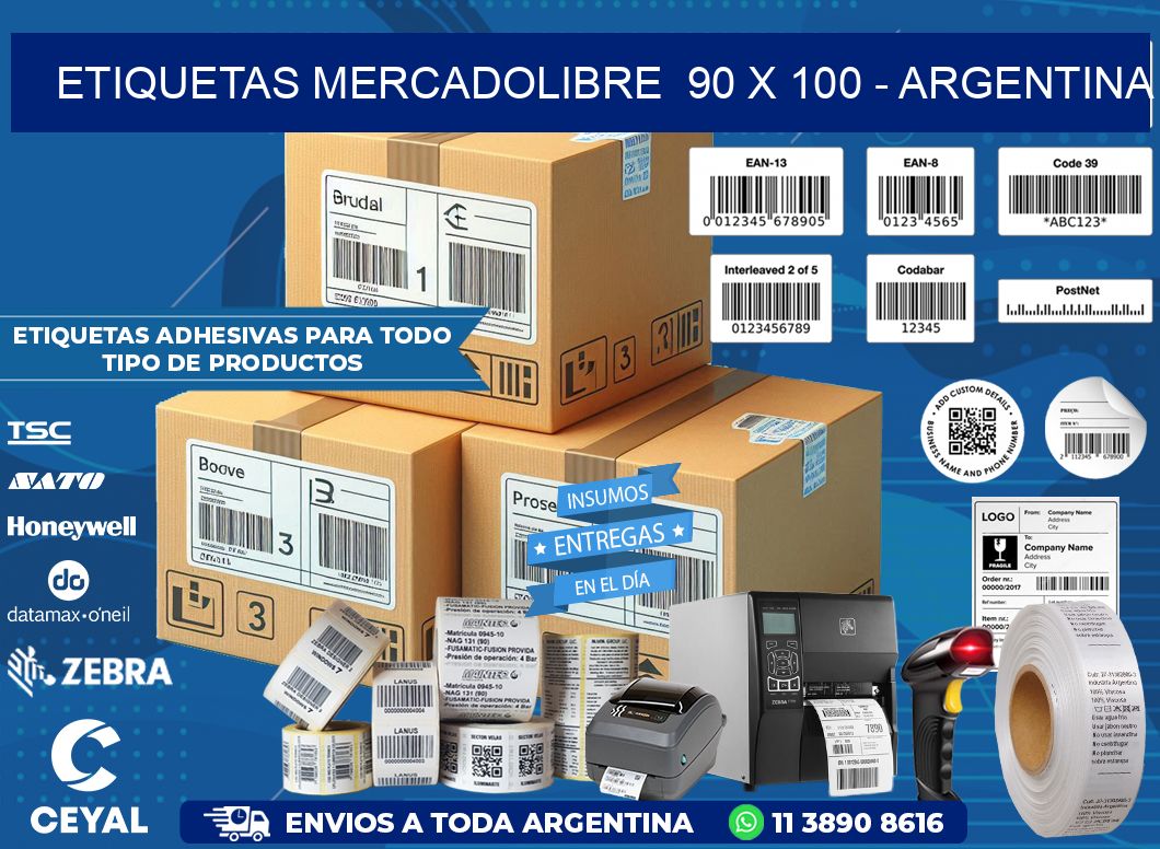 ETIQUETAS MERCADOLIBRE  90 x 100 - ARGENTINA