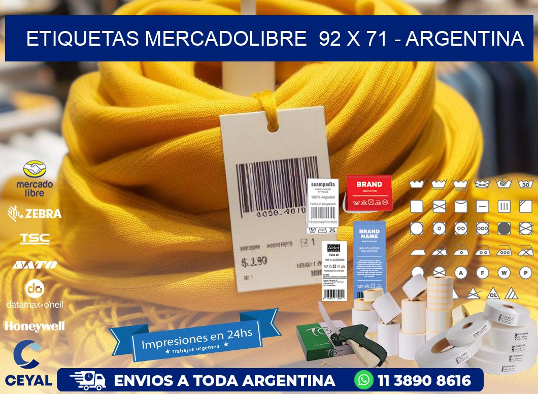 ETIQUETAS MERCADOLIBRE  92 x 71 - ARGENTINA