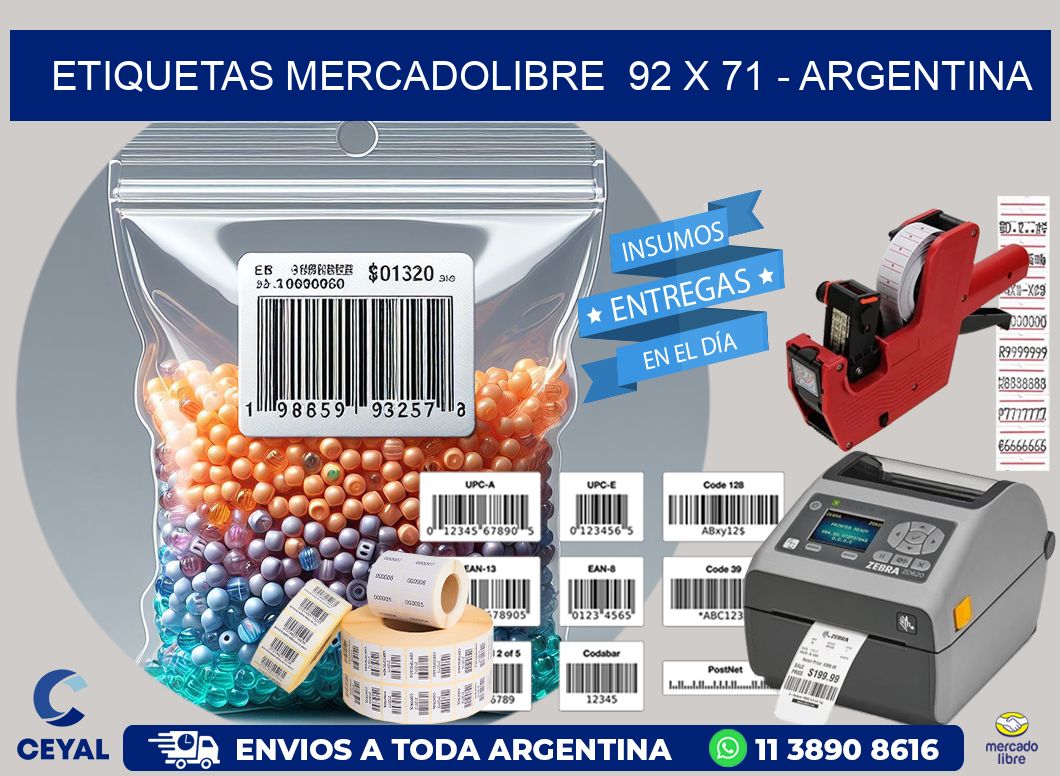 ETIQUETAS MERCADOLIBRE  92 x 71 - ARGENTINA