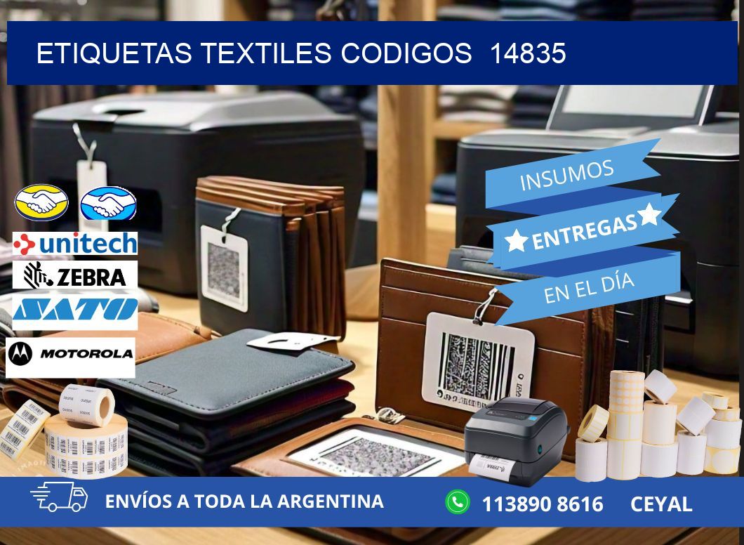 ETIQUETAS TEXTILES CODIGOS  14835