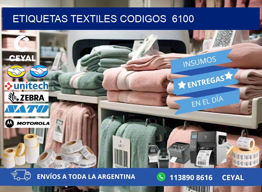 ETIQUETAS TEXTILES CODIGOS  6100