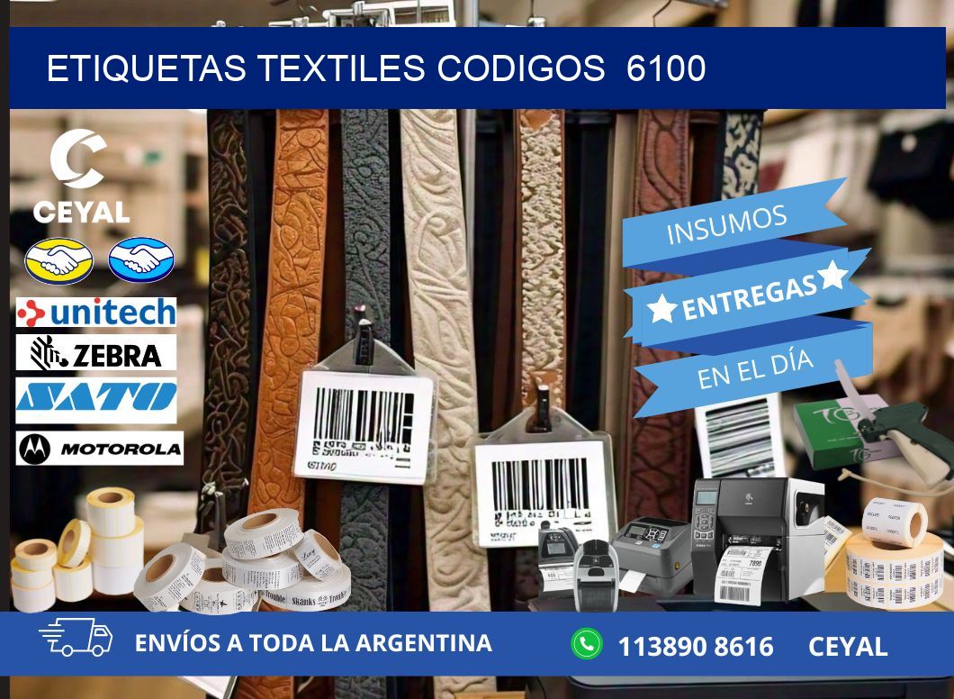 ETIQUETAS TEXTILES CODIGOS  6100