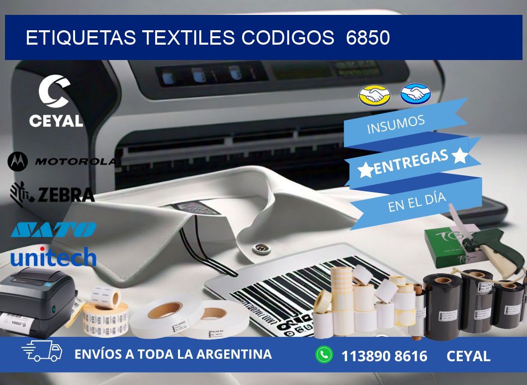 ETIQUETAS TEXTILES CODIGOS  6850