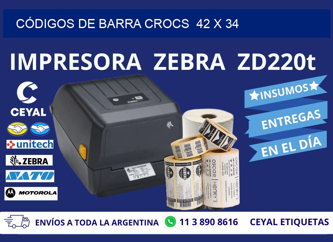 CÓDIGOS DE BARRA CROCS  42 x 34