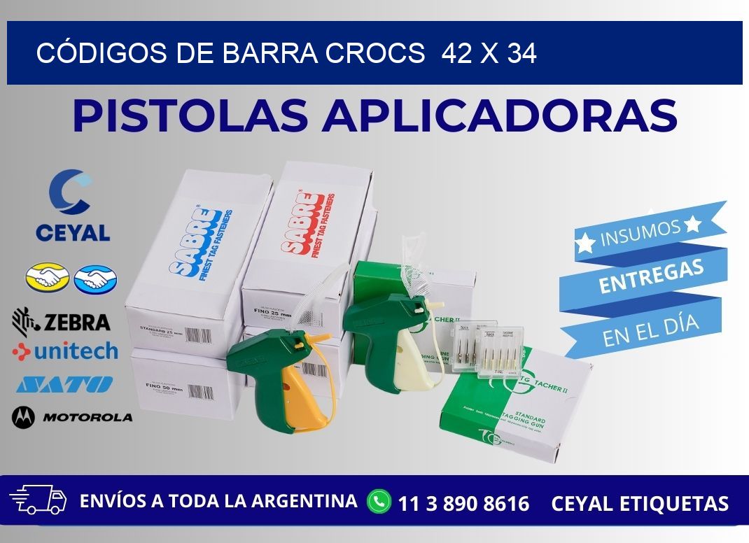 CÓDIGOS DE BARRA CROCS  42 x 34