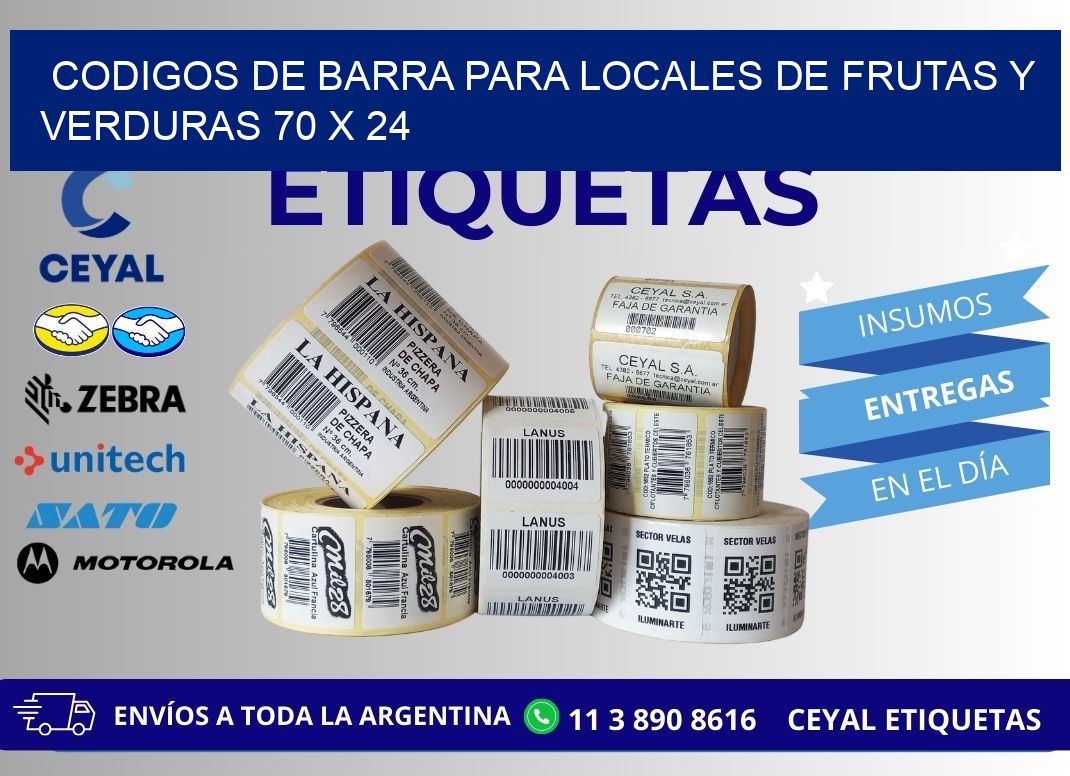 CODIGOS DE BARRA PARA LOCALES DE FRUTAS Y VERDURAS 70 x 24