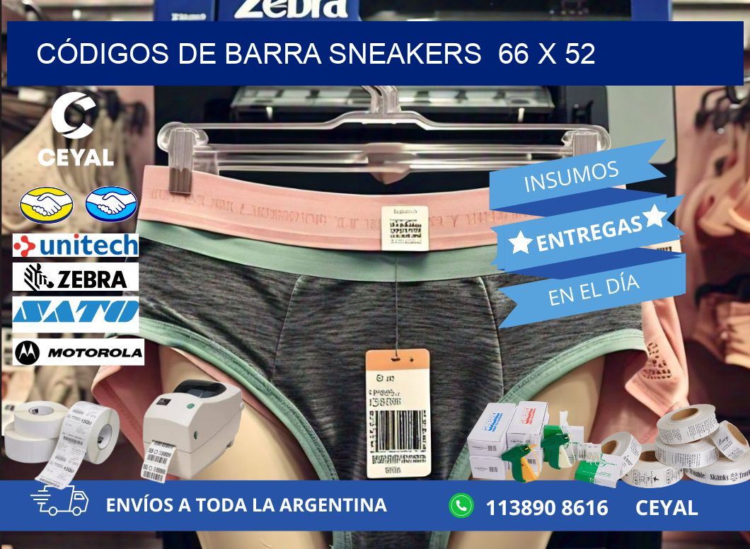 CÓDIGOS DE BARRA SNEAKERS  66 x 52