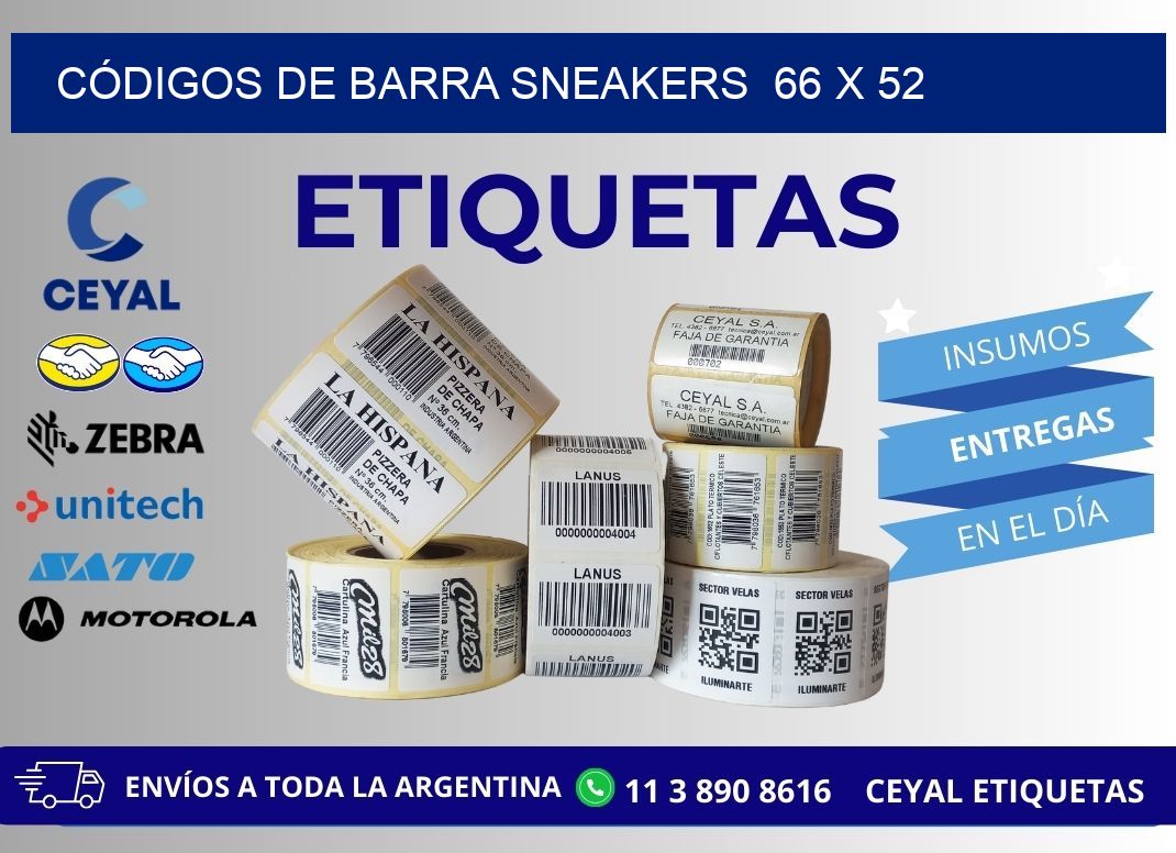 CÓDIGOS DE BARRA SNEAKERS  66 x 52