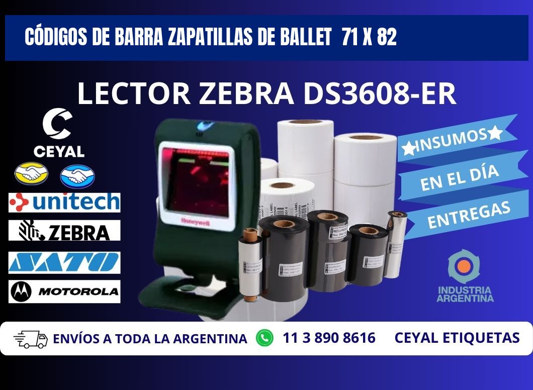 CÓDIGOS DE BARRA ZAPATILLAS DE BALLET  71 x 82