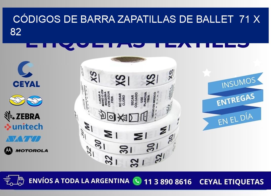 CÓDIGOS DE BARRA ZAPATILLAS DE BALLET  71 x 82