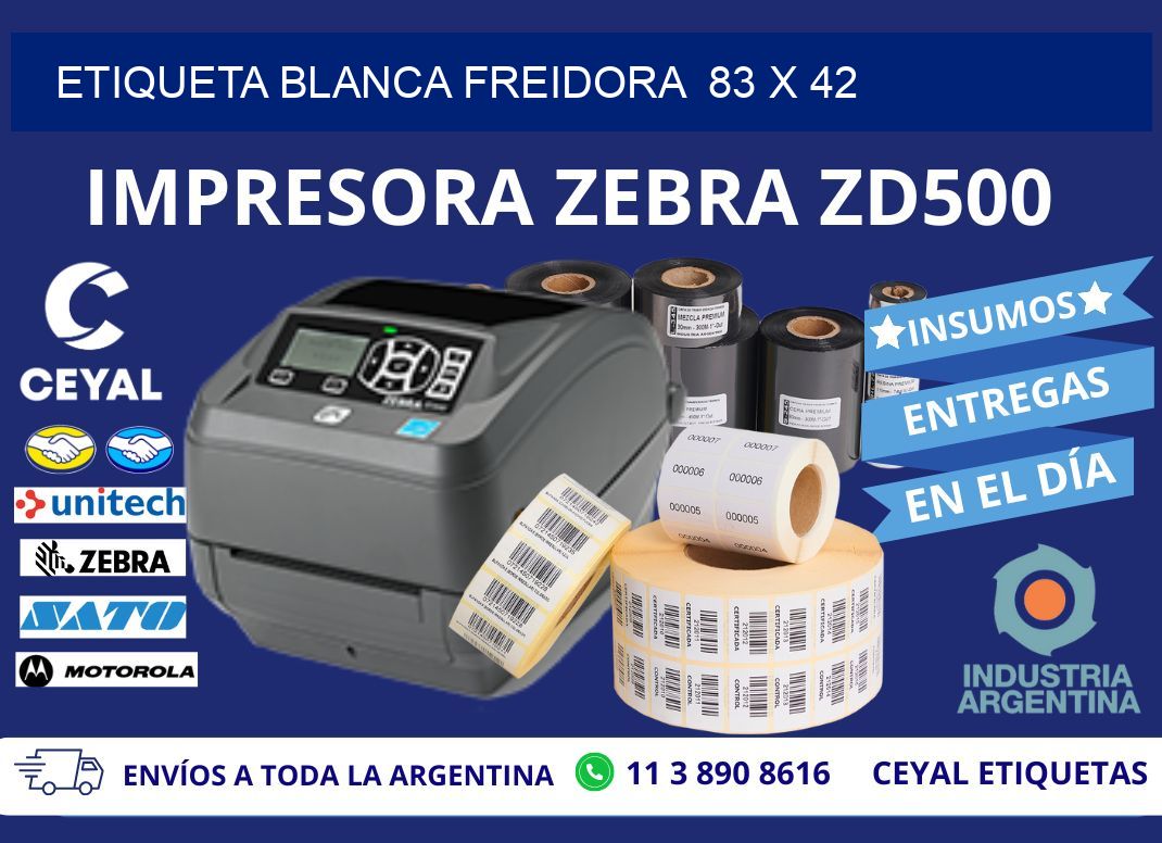 ETIQUETA BLANCA FREIDORA  83 x 42