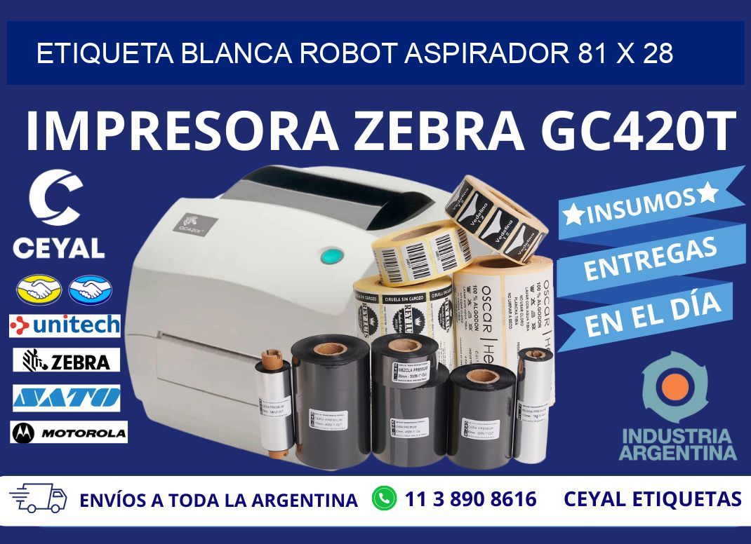 ETIQUETA BLANCA ROBOT ASPIRADOR 81 x 28