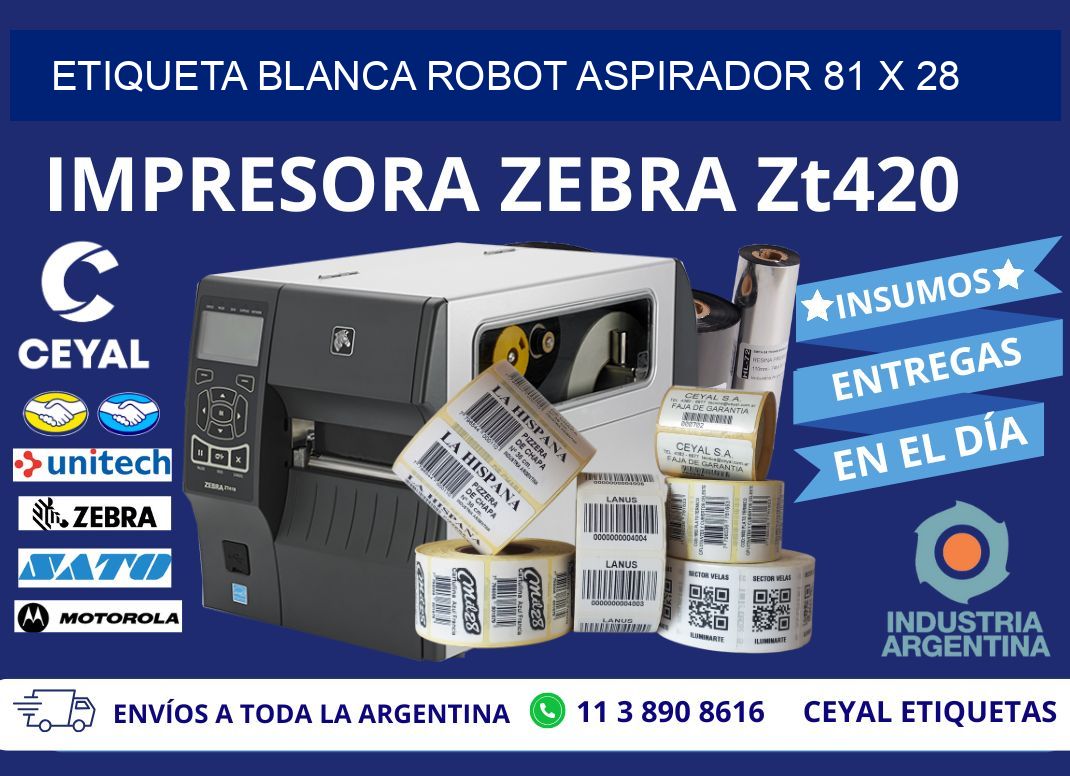 ETIQUETA BLANCA ROBOT ASPIRADOR 81 x 28