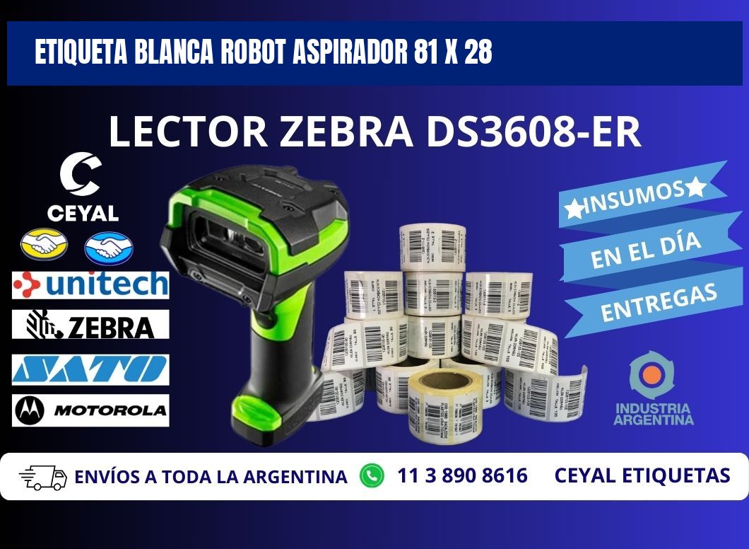 ETIQUETA BLANCA ROBOT ASPIRADOR 81 x 28