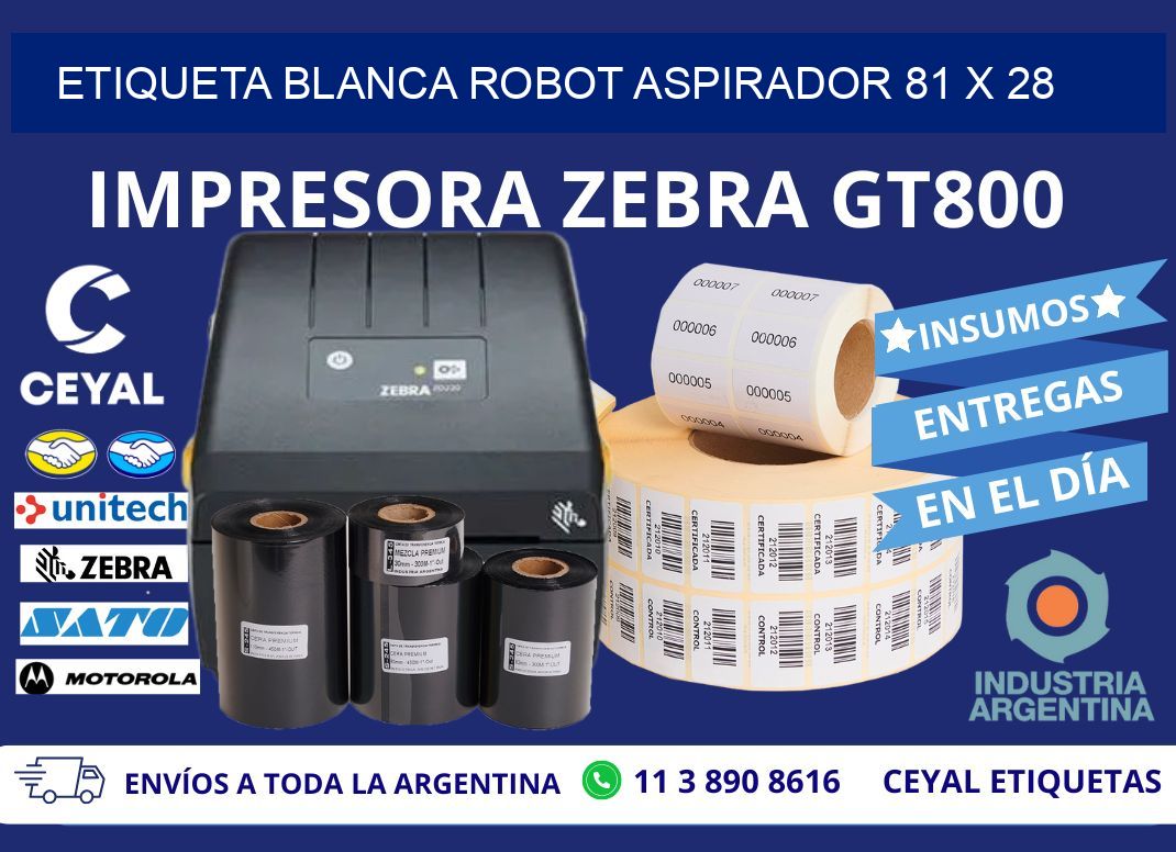 ETIQUETA BLANCA ROBOT ASPIRADOR 81 x 28