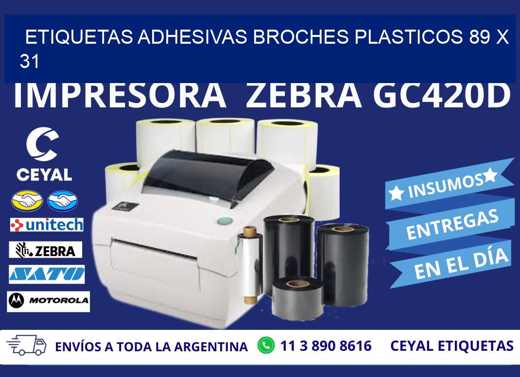 ETIQUETAS ADHESIVAS BROCHES PLASTICOS 89 x 31