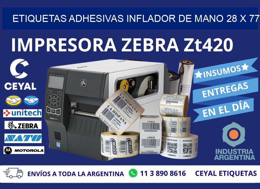 ETIQUETAS ADHESIVAS INFLADOR DE MANO 28 x 77