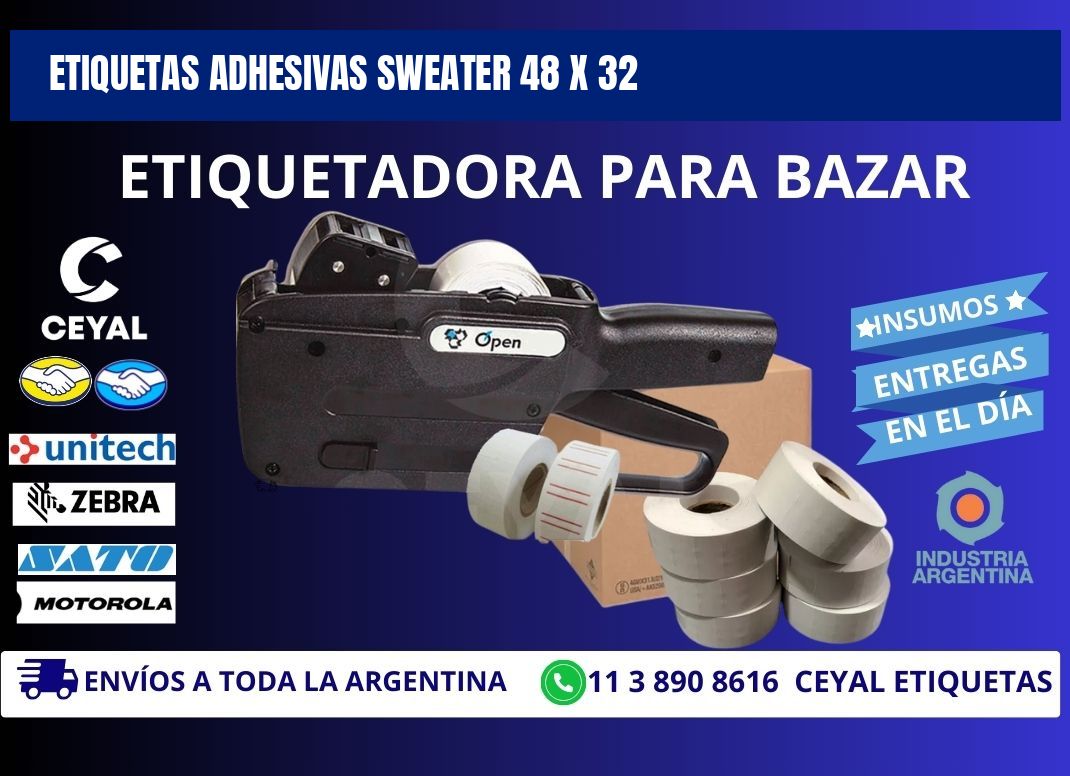 ETIQUETAS ADHESIVAS SWEATER 48 x 32