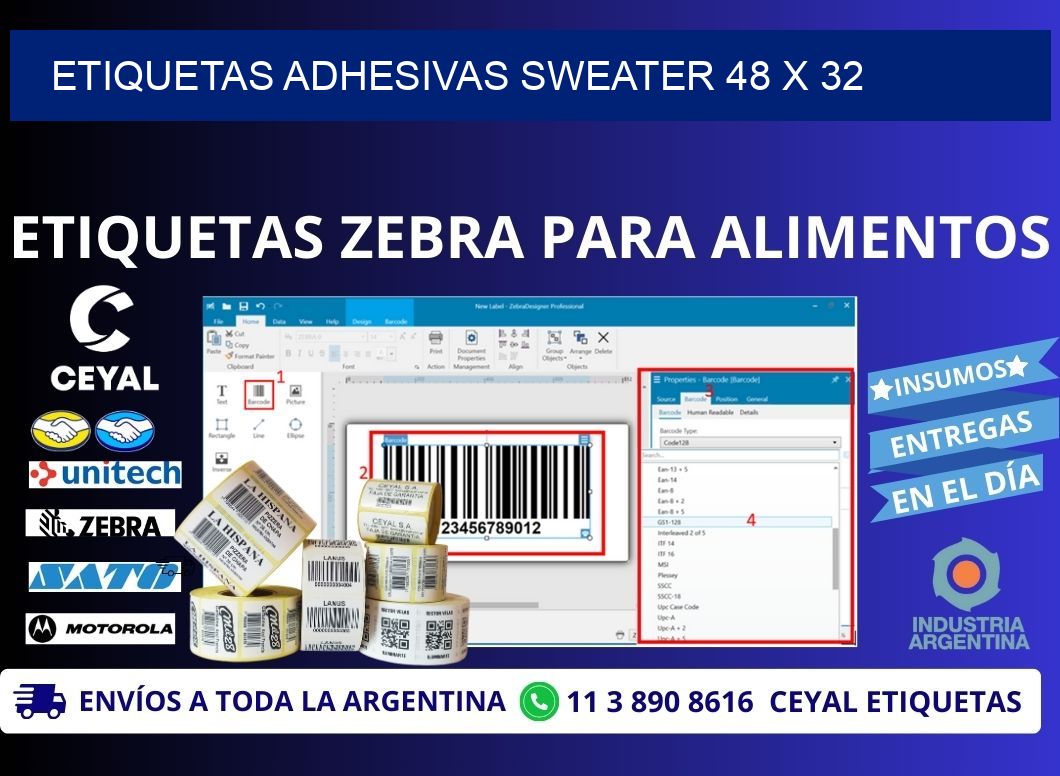 ETIQUETAS ADHESIVAS SWEATER 48 x 32