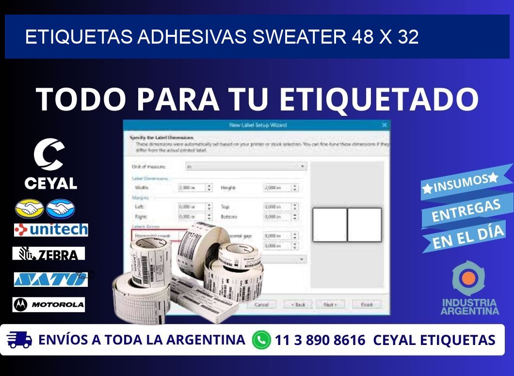 ETIQUETAS ADHESIVAS SWEATER 48 x 32