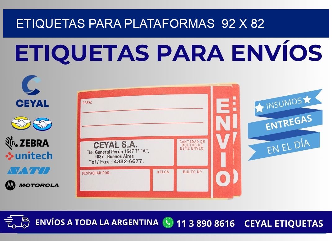 ETIQUETAS PARA PLATAFORMAS  92 x 82