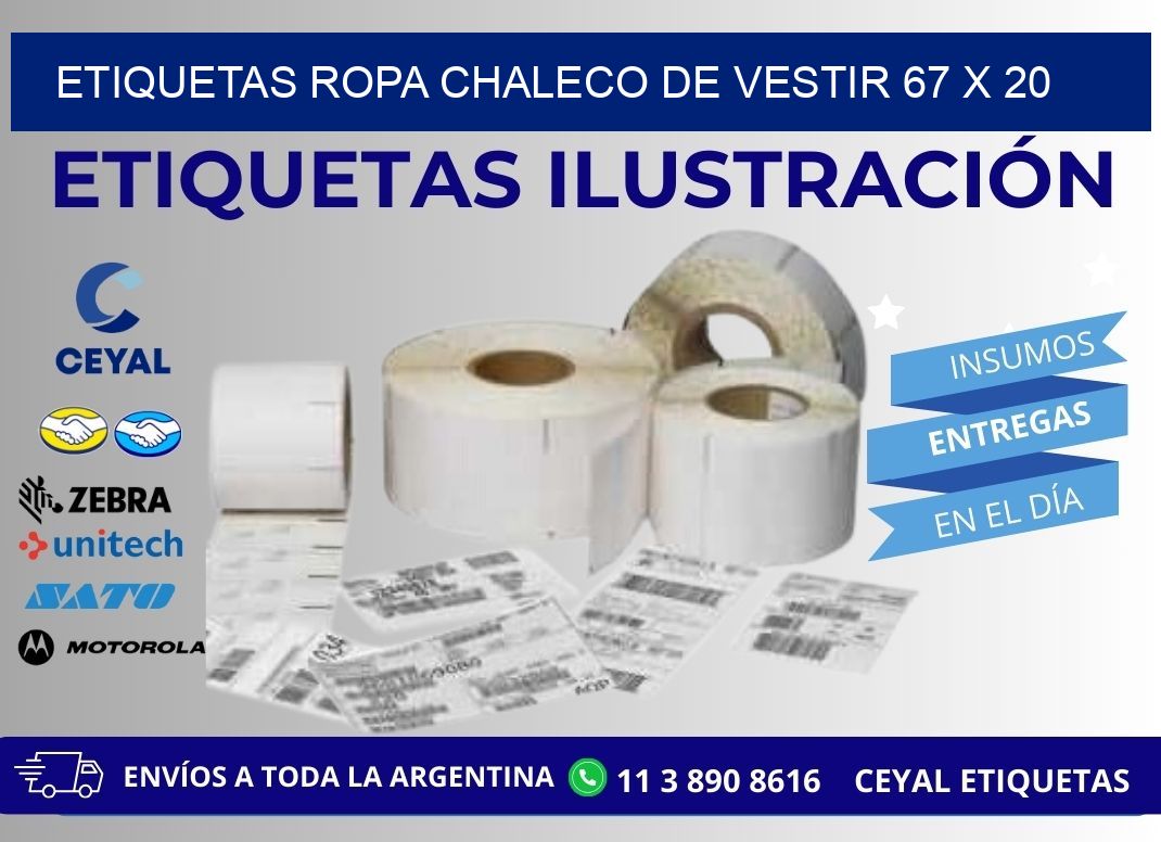 ETIQUETAS ROPA CHALECO DE VESTIR 67 x 20