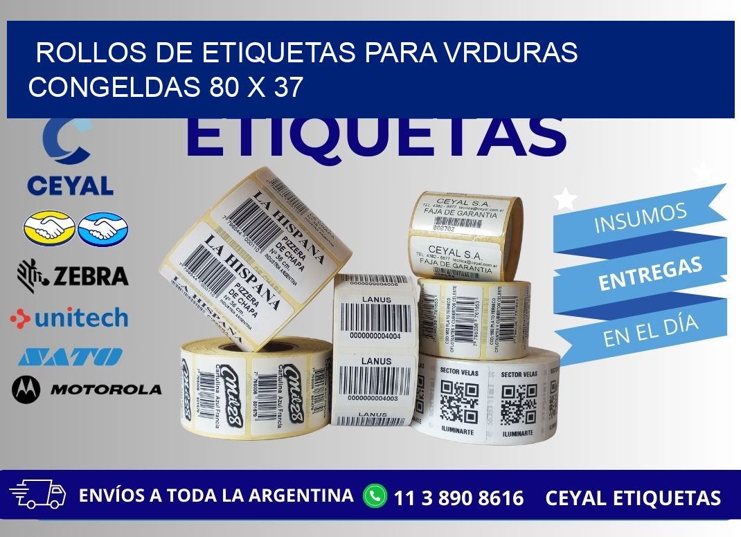 ROLLOS DE ETIQUETAS PARA VRDURAS CONGELDAS 80 x 37