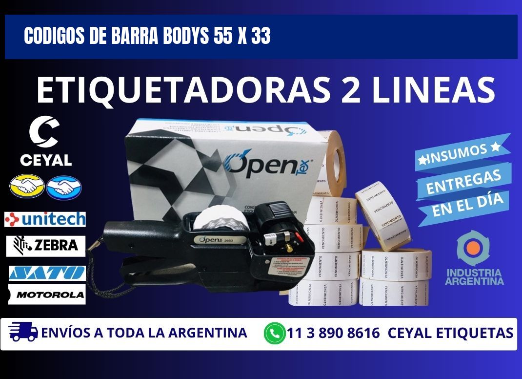 CODIGOS DE BARRA BODYS 55 x 33