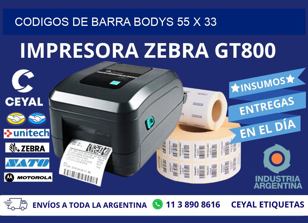 CODIGOS DE BARRA BODYS 55 x 33