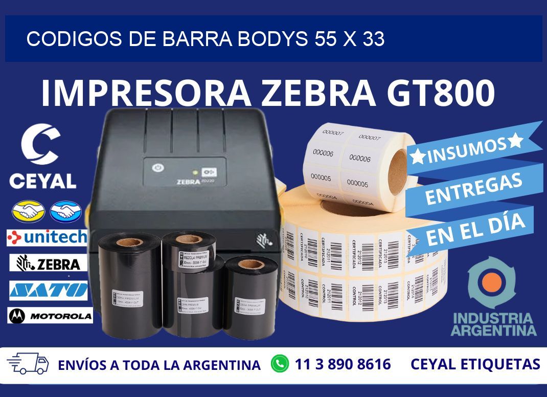 CODIGOS DE BARRA BODYS 55 x 33