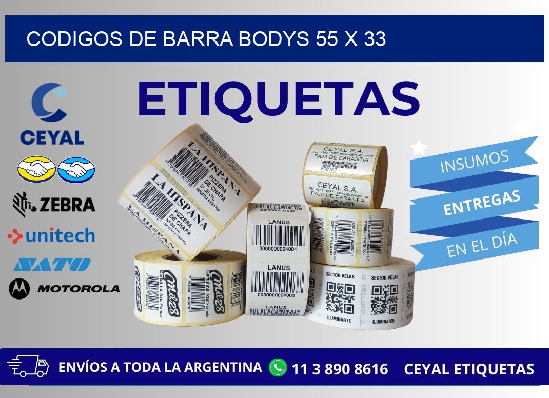 CODIGOS DE BARRA BODYS 55 x 33