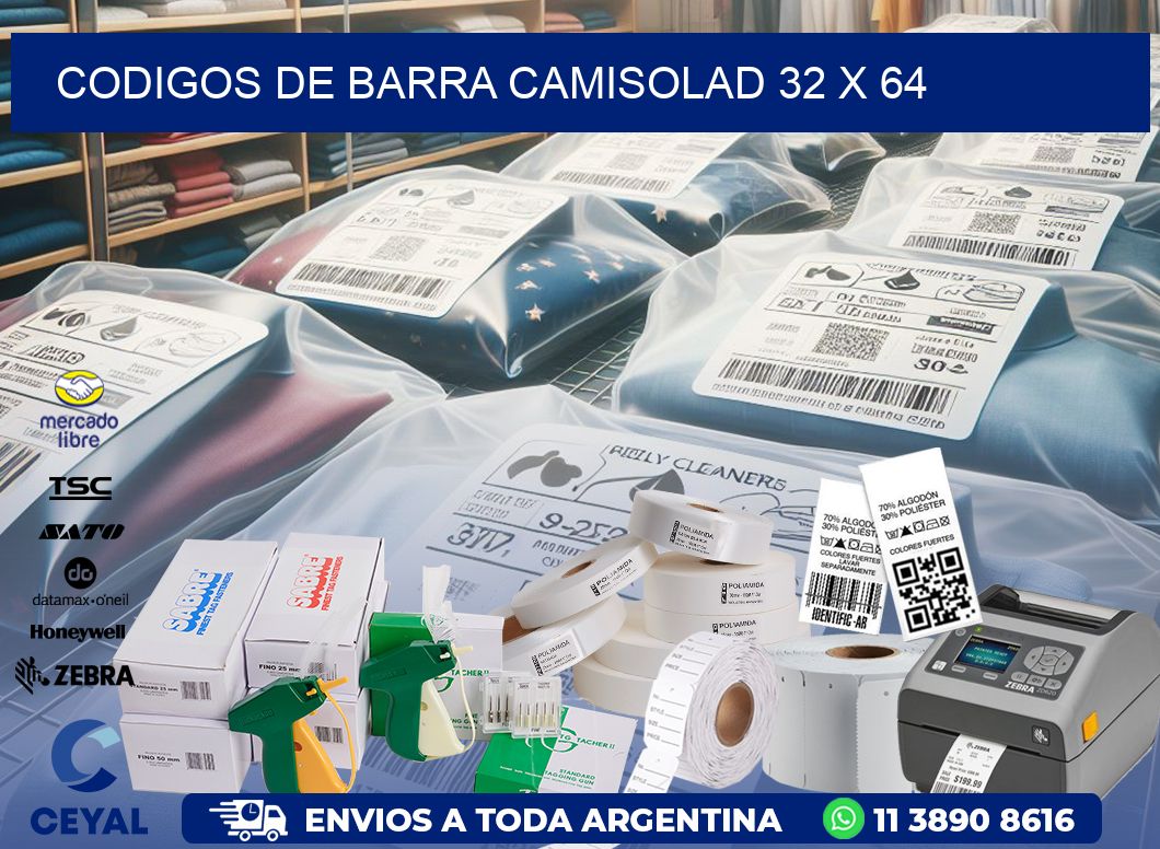 CODIGOS DE BARRA CAMISOLAD 32 x 64