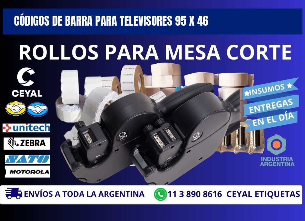 CÓDIGOS DE BARRA PARA TELEVISORES 95 x 46