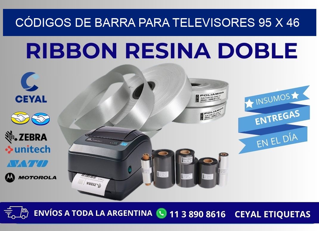 CÓDIGOS DE BARRA PARA TELEVISORES 95 x 46