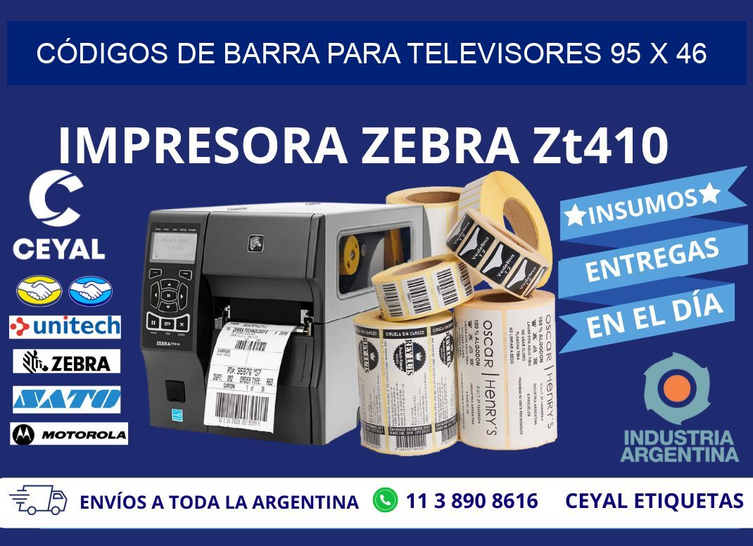 CÓDIGOS DE BARRA PARA TELEVISORES 95 x 46