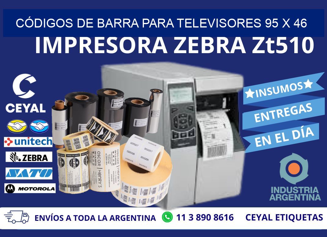 CÓDIGOS DE BARRA PARA TELEVISORES 95 x 46