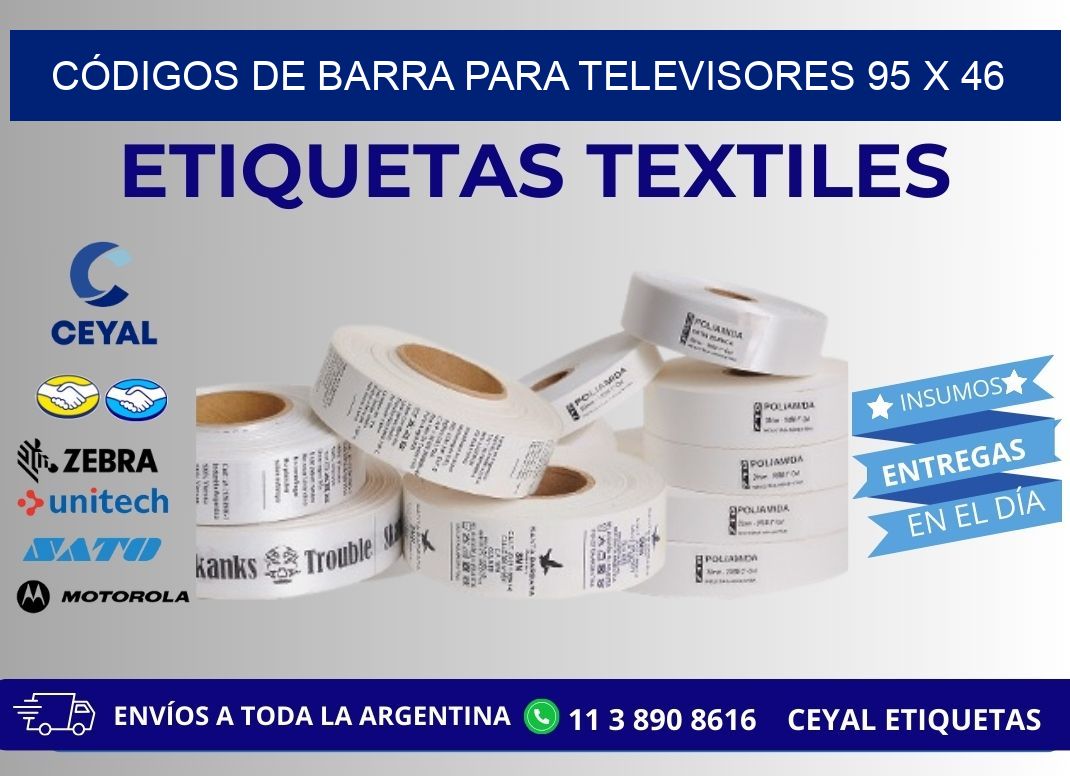 CÓDIGOS DE BARRA PARA TELEVISORES 95 x 46