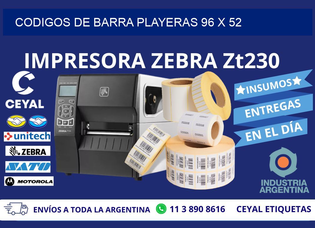 CODIGOS DE BARRA PLAYERAS 96 x 52