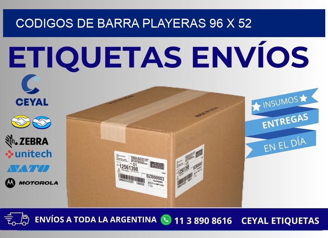 CODIGOS DE BARRA PLAYERAS 96 x 52