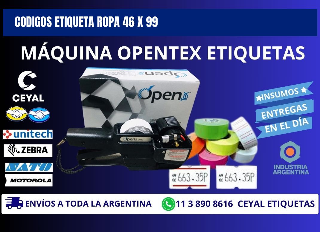 CODIGOS ETIQUETA ROPA 46 x 99